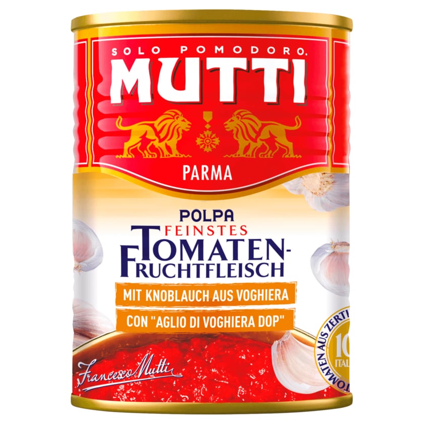 Mutti Tomatenfruchtfleisch mit Knoblauch 400g